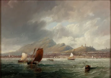 Leith en Edinburgh vanaf de Firth of Forth, 1847